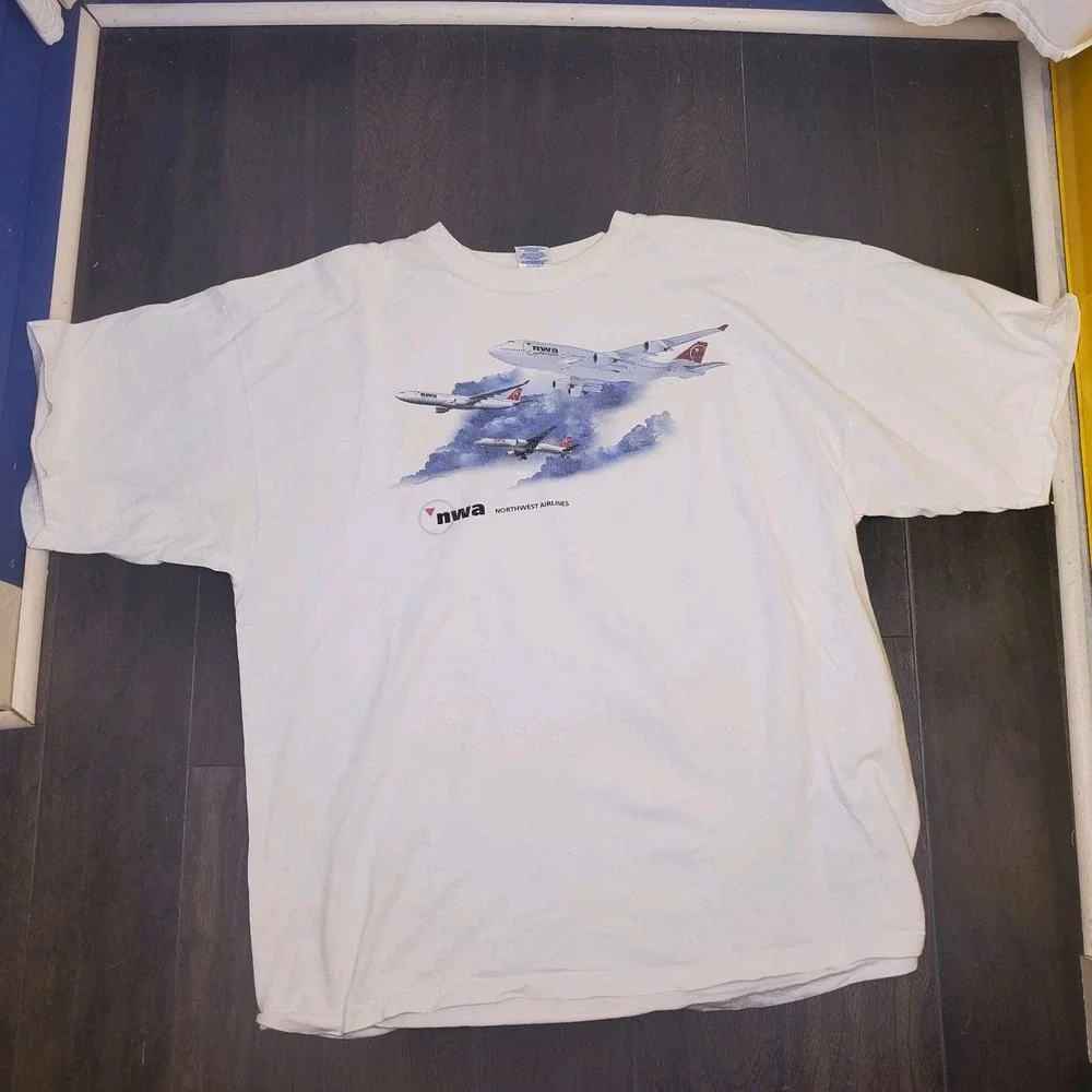 Vintage Northwest Airlines Gildan Heavyweight T-Shirt Size 2XL